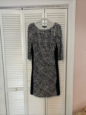 Ralph Lauren Black & White Patterned Midi Dress